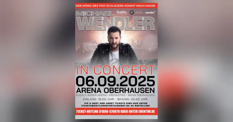 Michael Wendler kommt 2025 nach Oberhausen – Konzert in der Arena