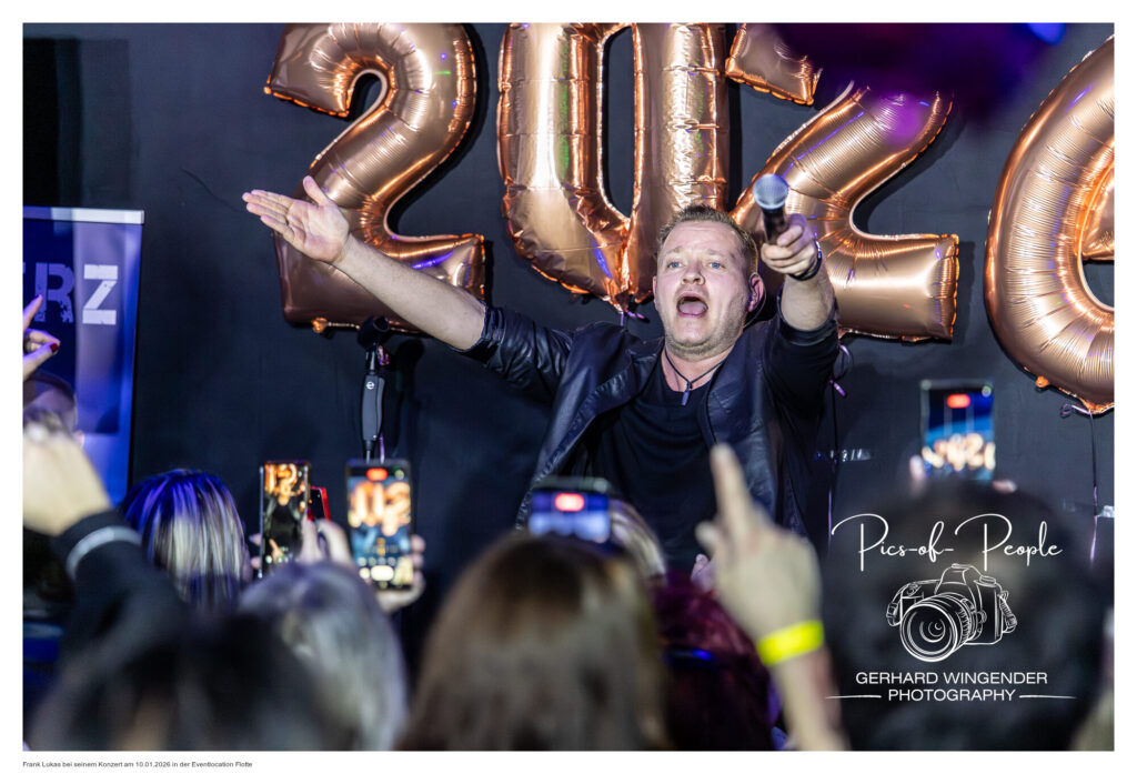 Frank Lukas bei seinem Konzert am 10.01.2026 in der Eventlocation Flotte Foto: Gerhard Wingender Fotografie